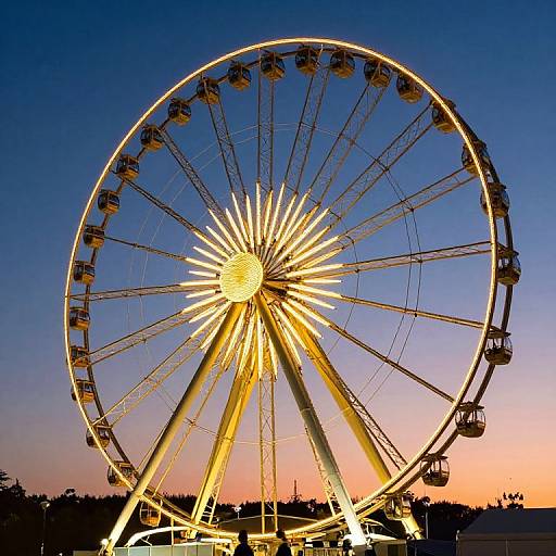 Golden Ferris Wheel at Twilight