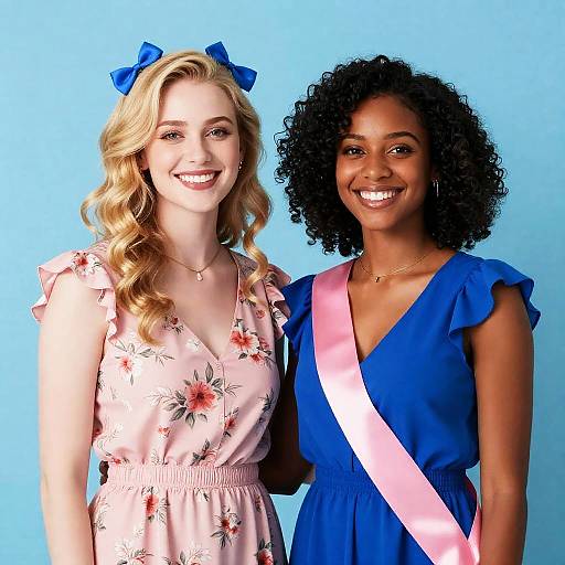 Bright Smiles of Two Stylish Women