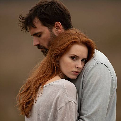 Romantic Couple Embracing Softly