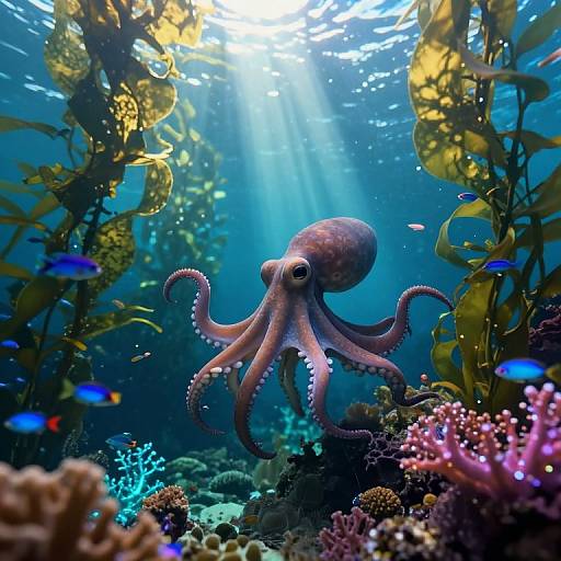 Whimsical Underwater World with Octopus