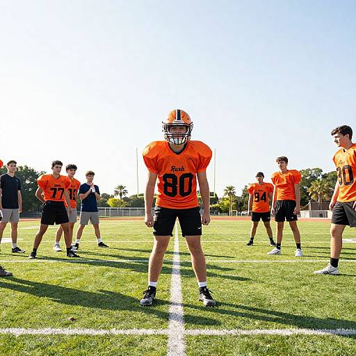 Determined Football Player in Practice