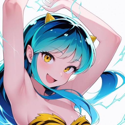 Electric Blue Tiger Print Swimsuit Girl