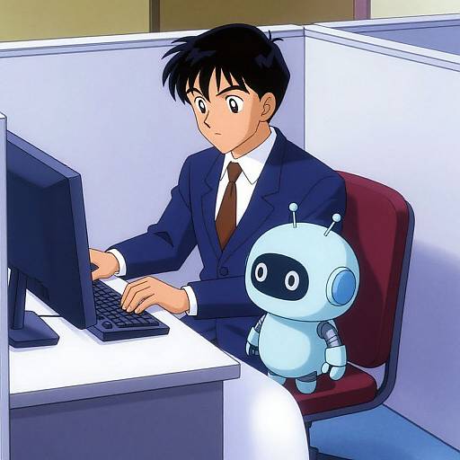 90s Anime Lawyer and Robot Wireframe