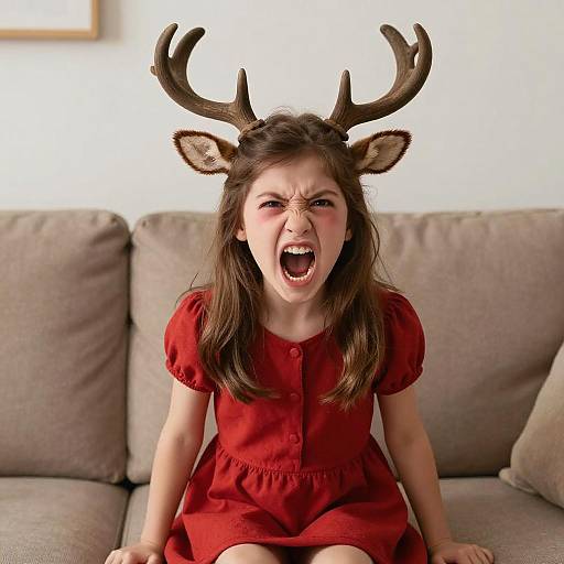 Angry Anthro Reindeer in Winter Dress