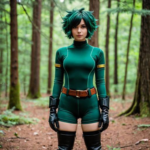 Female Deku in Nature: A Hero's Stance