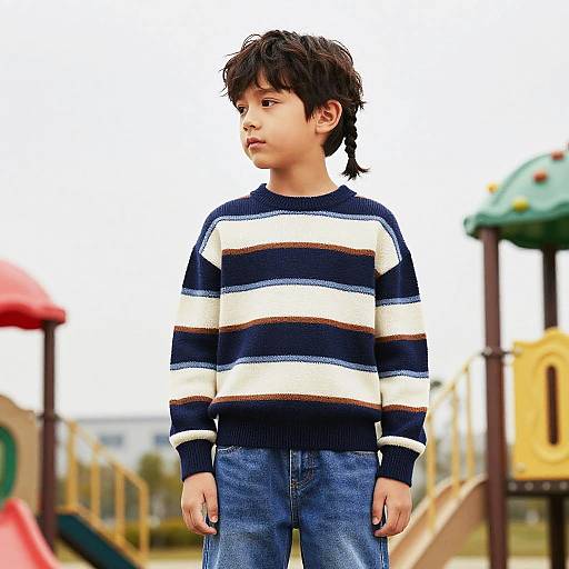 Young Boy with Fishtail Braids