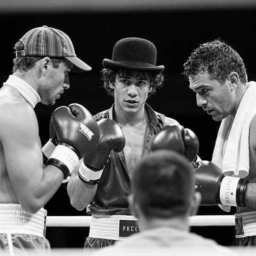 Dramatic Black and White Boxing Scene