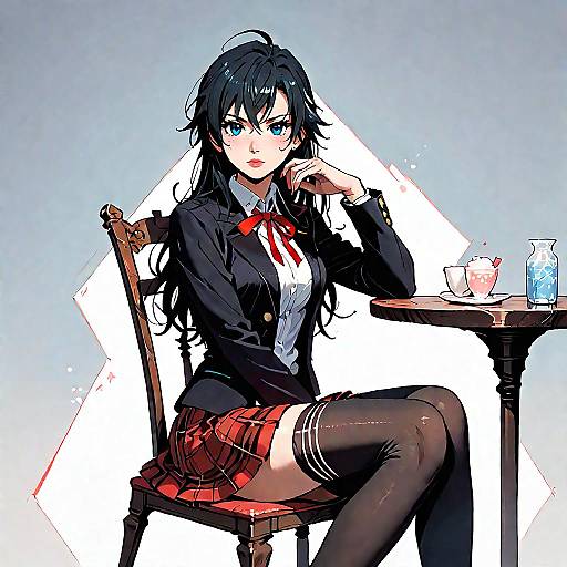 Expressionless Yukinoshita Sitting in Uniform