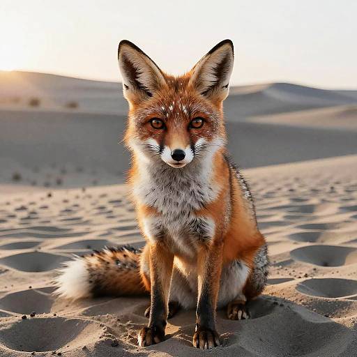 Tawny Fox at Twilight Desert Dunes