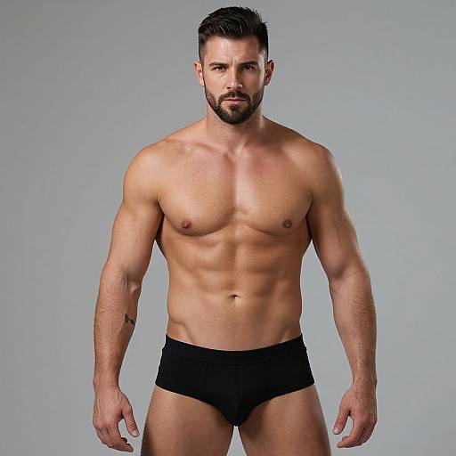 Muscular Man in Black Briefs