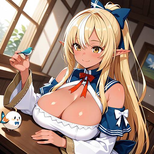 Illustration of Elfriend (shiranui flare), hololive in the style of Lolita channel