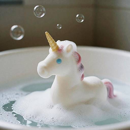 Vibrant Unicorn in Soap Bubbles