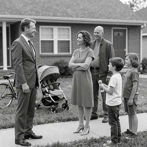 Vintage Backyard Gathering in Black and White