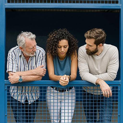 Three People Observing a Dark Passage