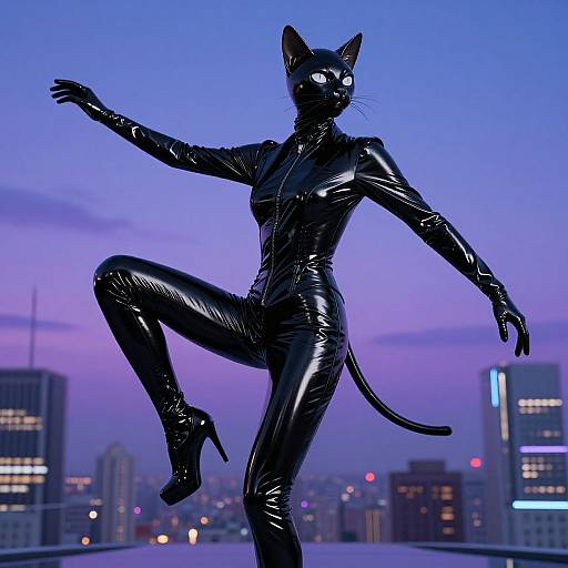 Agile Cat in Reflective Gimp Suit