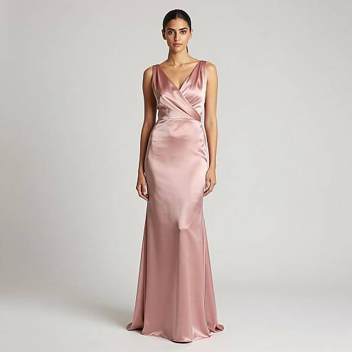 Elegant Pink Satin Evening Gown Portrait