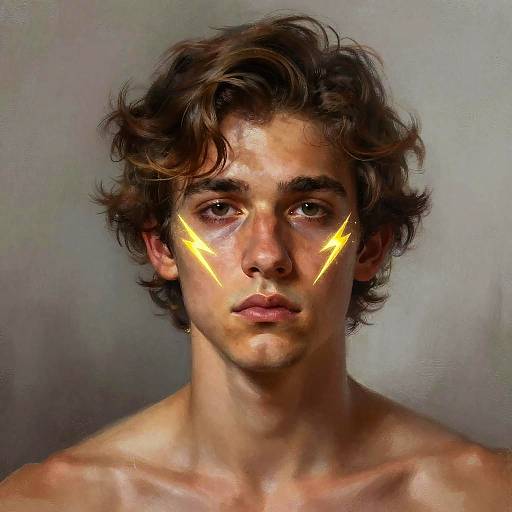 Young Man with Glowing Lightning Streaks