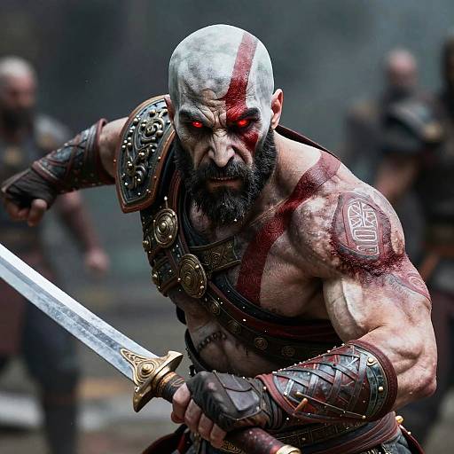 Fierce War God Face Paint Design