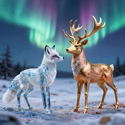Crystalline Fox and Gilded Stag