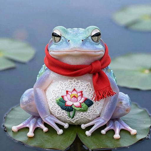 Ethereal White Frog on Lily Pad