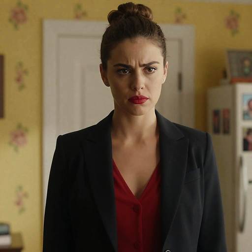 Skeptical Woman in Stylish Attire