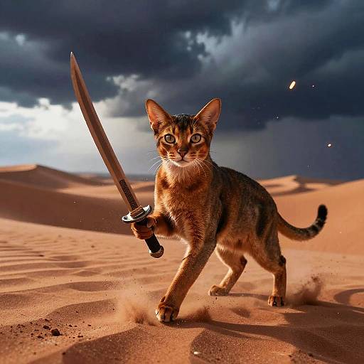 Abyssinian Cat Desert Warrior