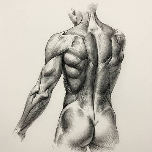 Charcoal Sketch of Trapezius Muscle