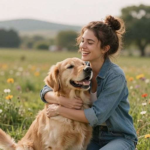 Joyful Moments: Woman with Golden Retriever