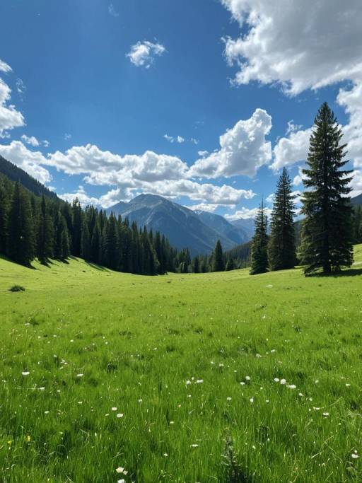 Serene Mountain Valley with Lush Meadow