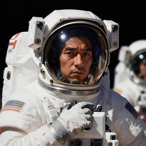 Focused Astronaut in Dark Space Setting