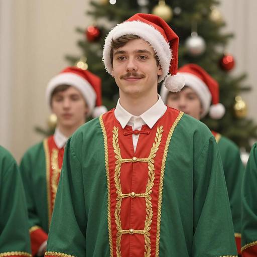 Young Man in Christmas Choir Outfit