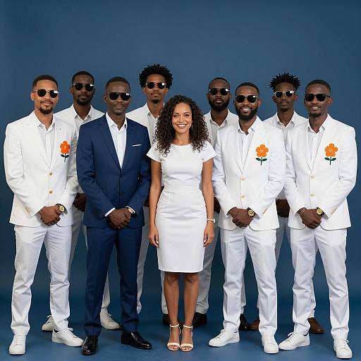 Vibrant Group Photo with Stylish Fashion