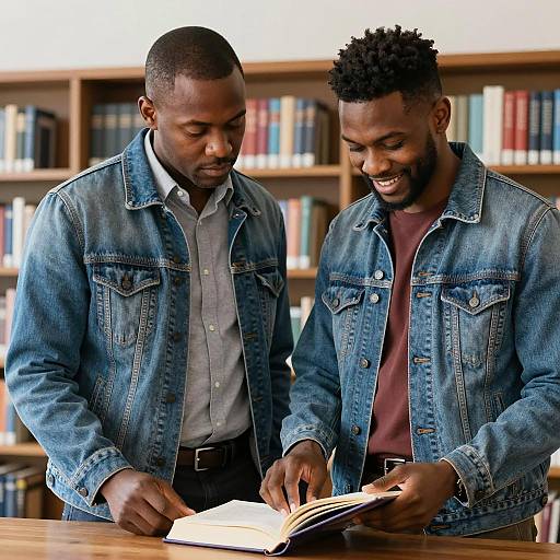 Two Men in Library with Books