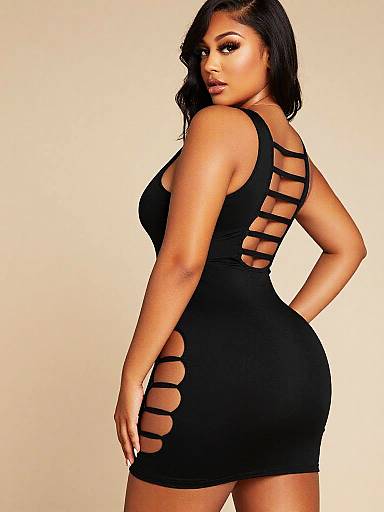 Glamorous Woman in Cutout Mini Dress