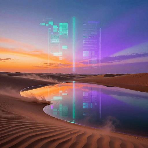 Neon Twilight Desert Digital Art