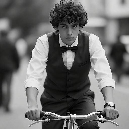 Classic Portrait of a Young Man on Bicycle