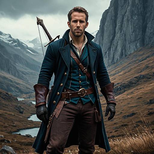 Fantasy Male Bard in Mountain Landscape