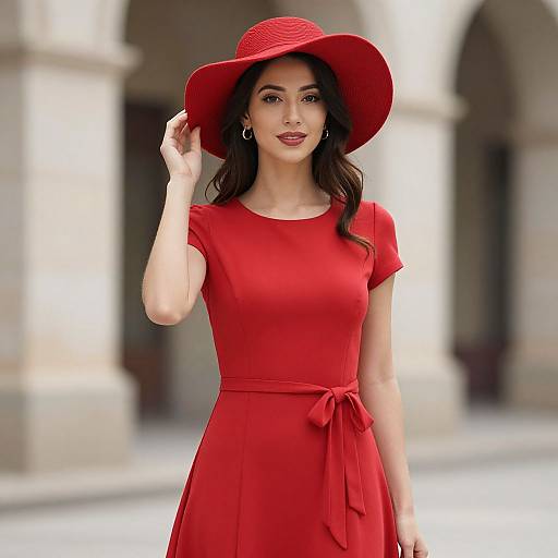 Woman in Red Festival Dress
