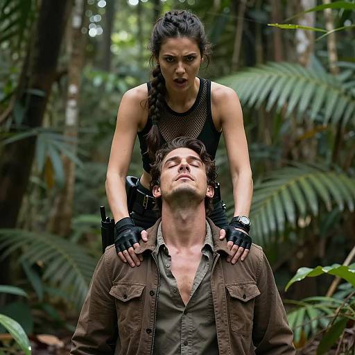 Intense Jungle Encounter Between Characters