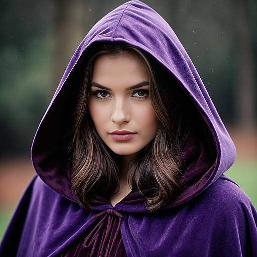 Woman in Purple Hooded Cloak