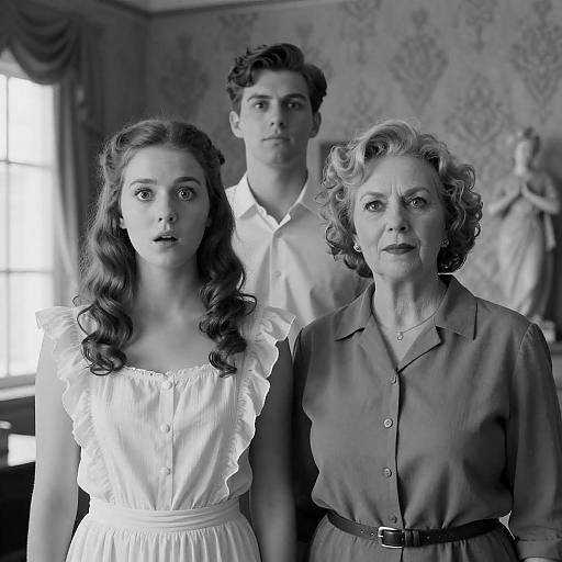 Vintage Black-and-White Family Portrait