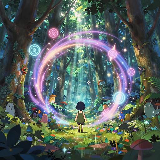 Enchanted Anime Portal in Forest
