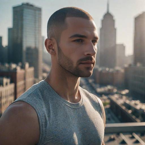 Athletic Man in Bright City Light