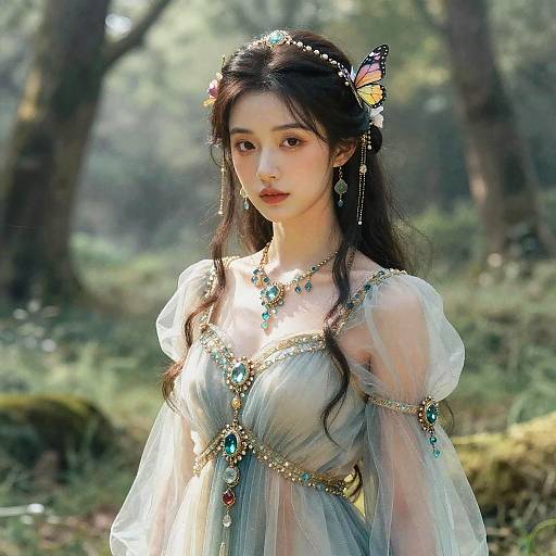 Elven Princess in Misty Forest Glade