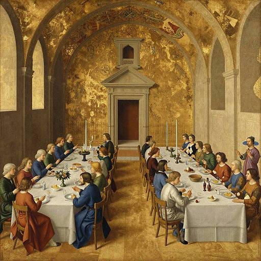 Surreal Medieval Banquet in Gouache