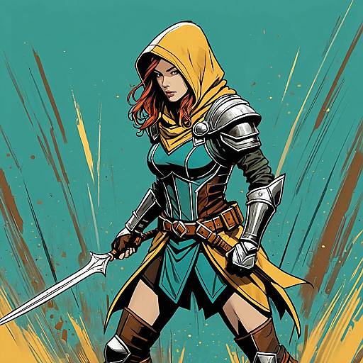 Red-Haired Rogue Warrior with Sword