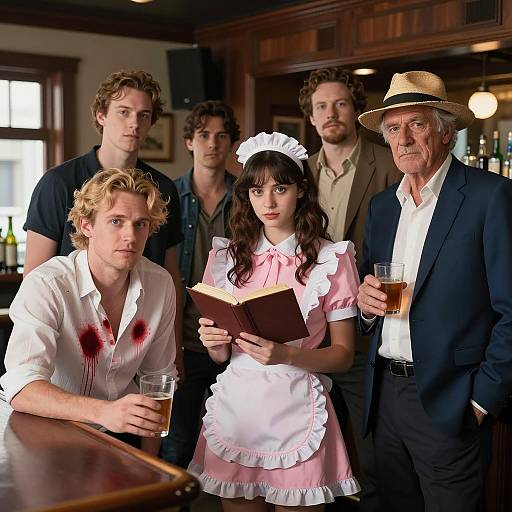 Mysterious Encounter in Dimly Lit Bar