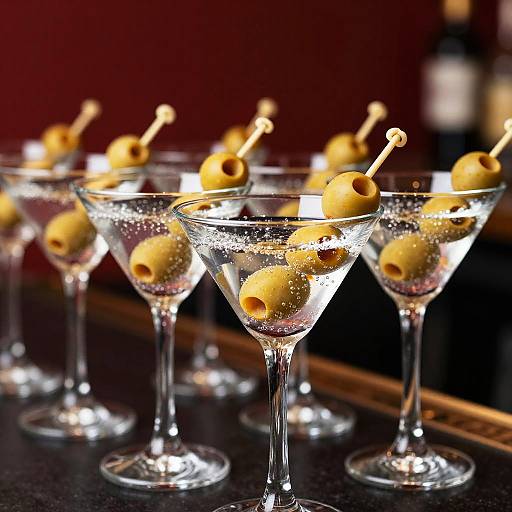 Sparkling Martini Glasses with Olives