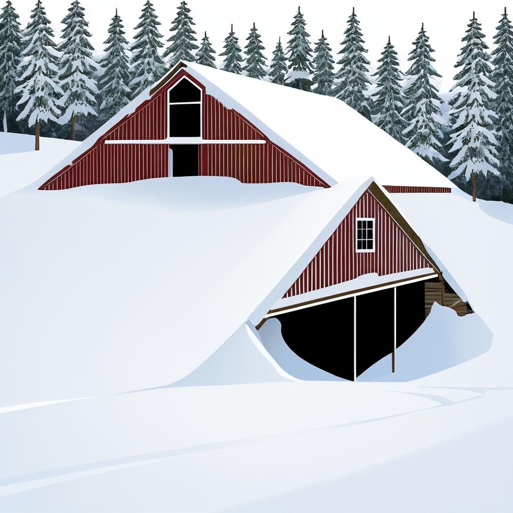 Snow-Covered Barn with Deep Void Space