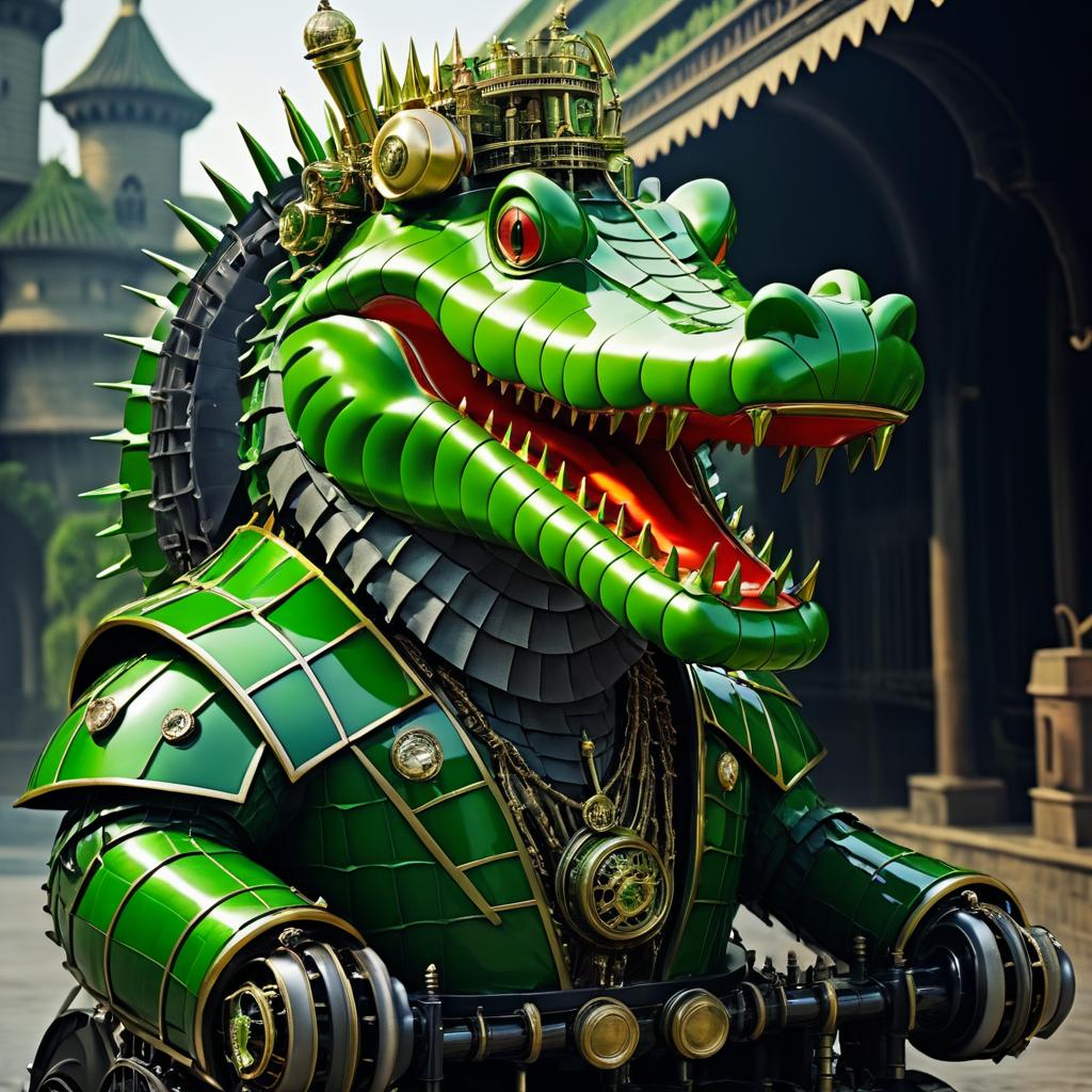 Mechanical Overlord: Anthropomorphic Crocodile Design